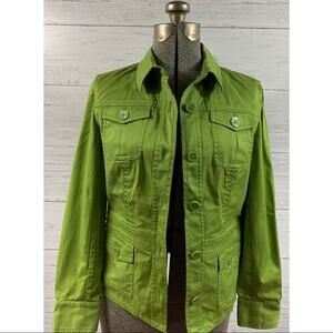 Jones New York Signature Petite Green Utility Jacket, PS